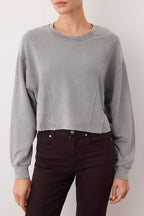 Gri Relaxed/Rahat Kalıp Dikiş Detaylı Örme Sweatshirt TWOAW26SW00237