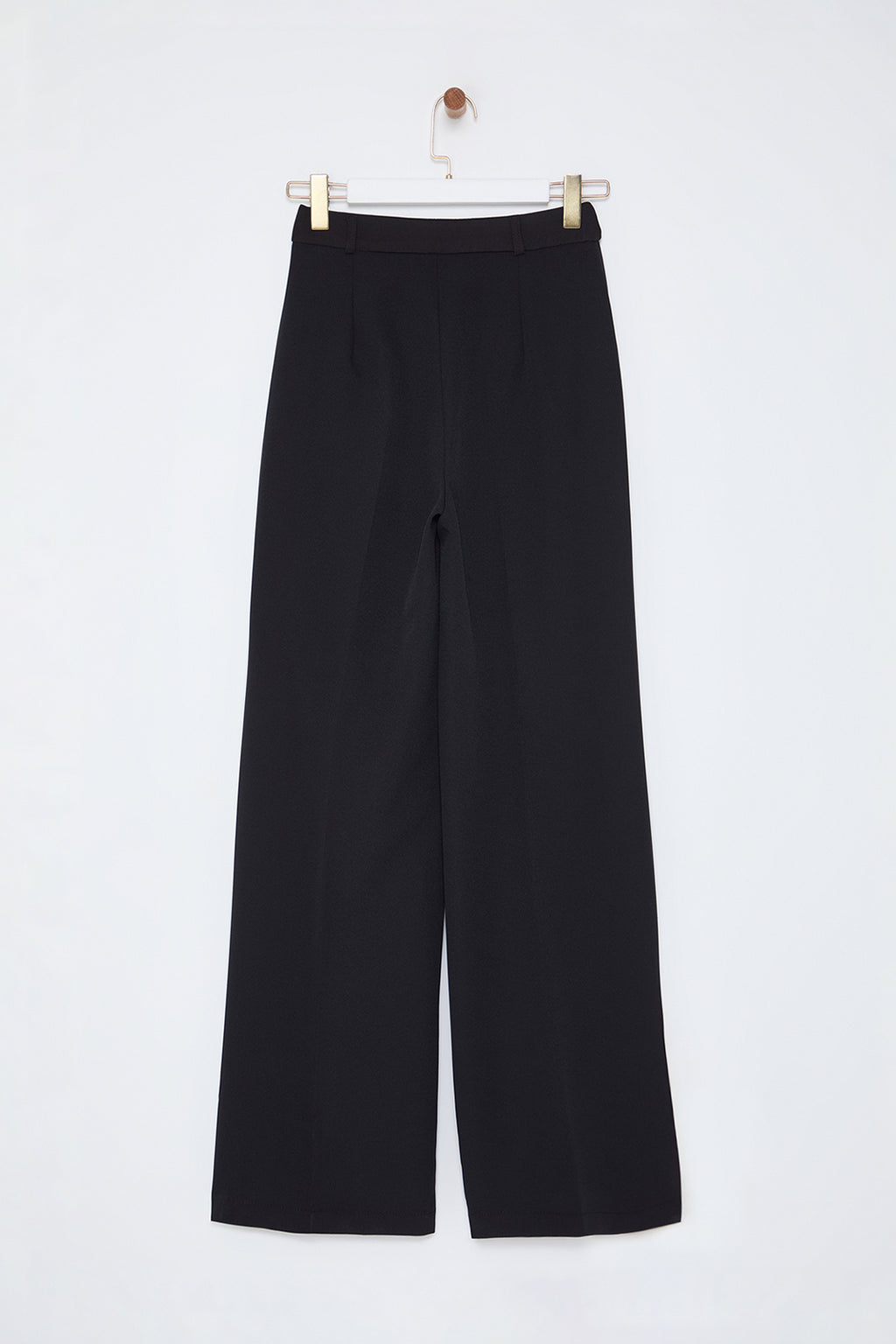 Trendyolmilla Siyah Pilili Wide Leg/Geniş Paça Dokuma Pantolon TWOAW25PL00109 Palazzo