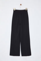 Trendyolmilla Siyah Pilili Wide Leg/Geniş Paça Dokuma Pantolon TWOAW25PL00109 Palazzo