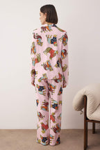 Pembe %100 Pamuklu Kaplan Baskılı Örme Pijama Takımı THMAW26PT00202