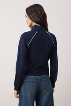 Lacivert Fitted/Vücuda Oturan Biyeli Full Fermuarlı Örme Sweatshirt TWOAW26SW00190