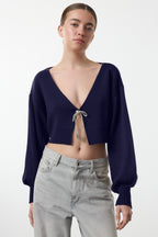 Trendyolmilla Bordo Süper Crop Basic Fiyonklu Triko Hırka TWOAW24HI00315