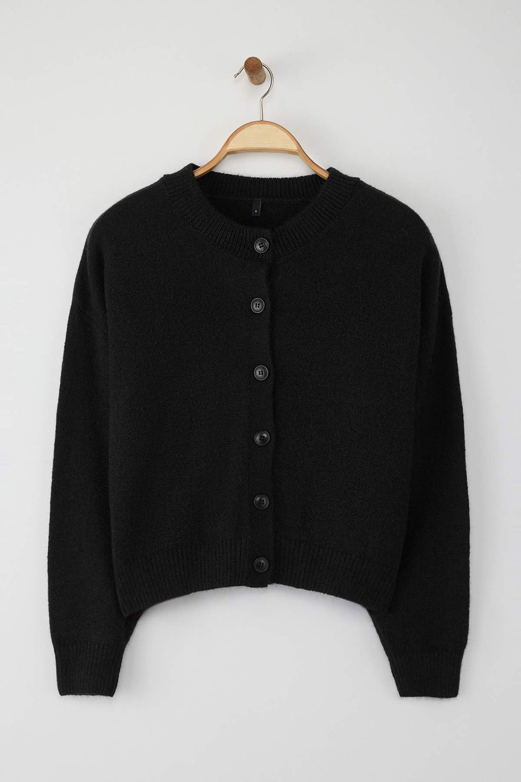 Trendyolmilla Wardrobe Essentials Siyah Alpaka Yünü Karışımlı Geniş Kalıp Triko Hırka | TWOAW26HI00089
