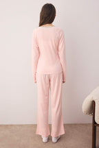 Trendyolmilla Pembe Pamuklu Dantel Detaylı Örme Pijama Takımı THMAW26PT00051