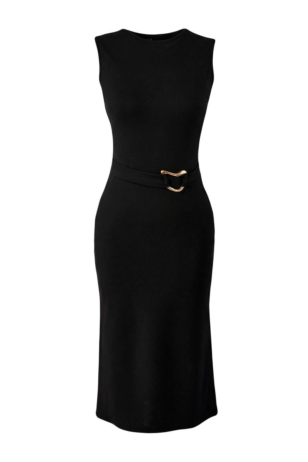 Trendyolmilla Kırmızı Bodycon Kolsuz Aksesuar Detaylı Midi İnterlok Örme Elbise TWOSS26EL00016