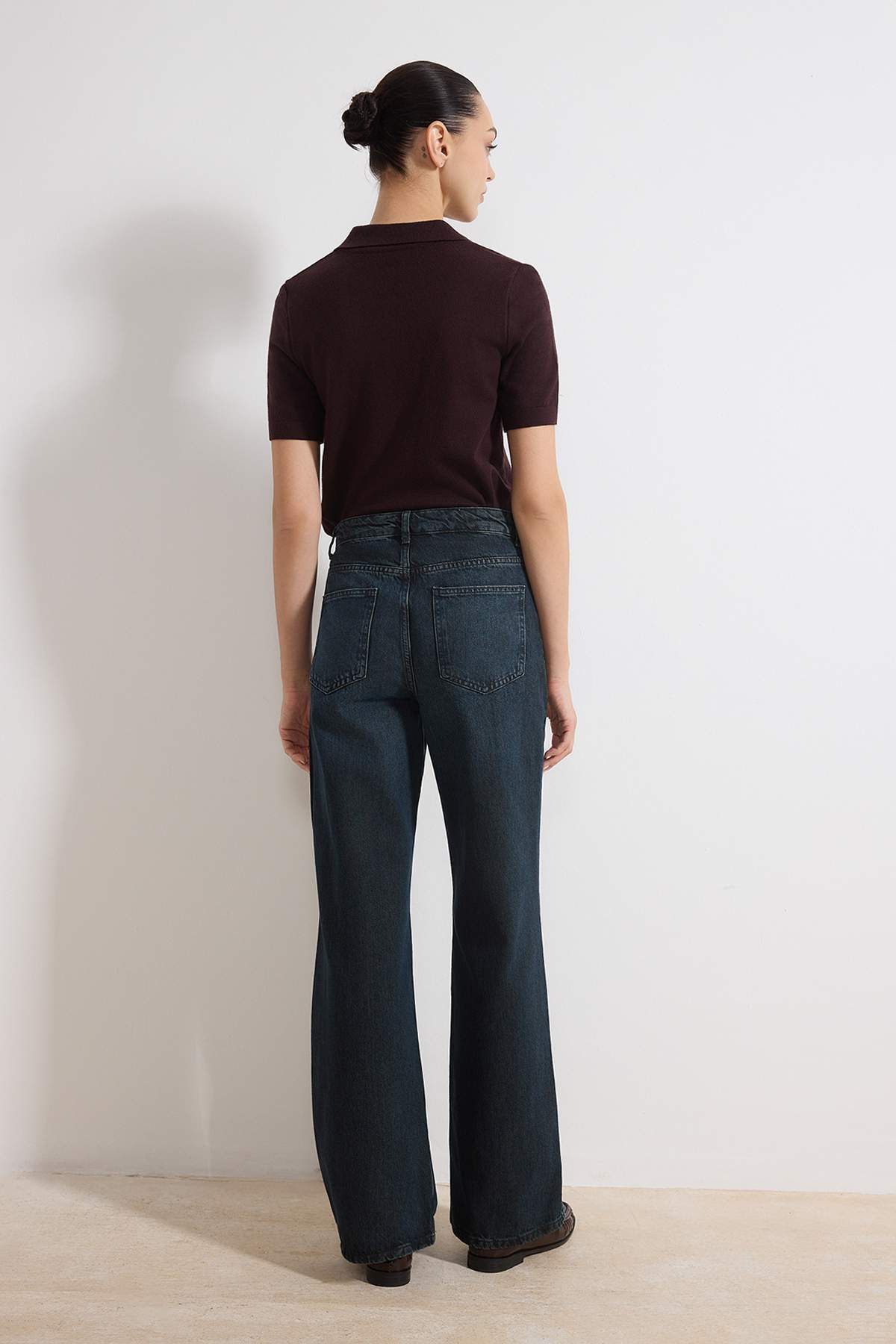 Trendyolmilla Koyu Mavi  Yüksek Bel Wide Leg Jeans TWOAW26JE00228