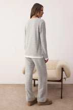 Trendyolmilla Bej Melanj Çift Katlı Kışlık Yumoş Örme Pijama Takımı THMAW26PT00154