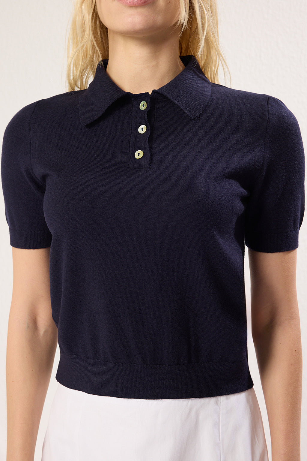 Trendyolmilla Sarı Polo Yaka Premium İplik / Özel İplik Triko İnce Bluz TWOSS25BZ00184