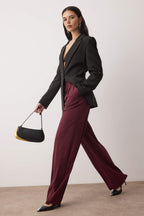 Trendyolmilla Limited Edition Mürdüm Bol Paça Dokuma Pantolon TPRAW23PL00016