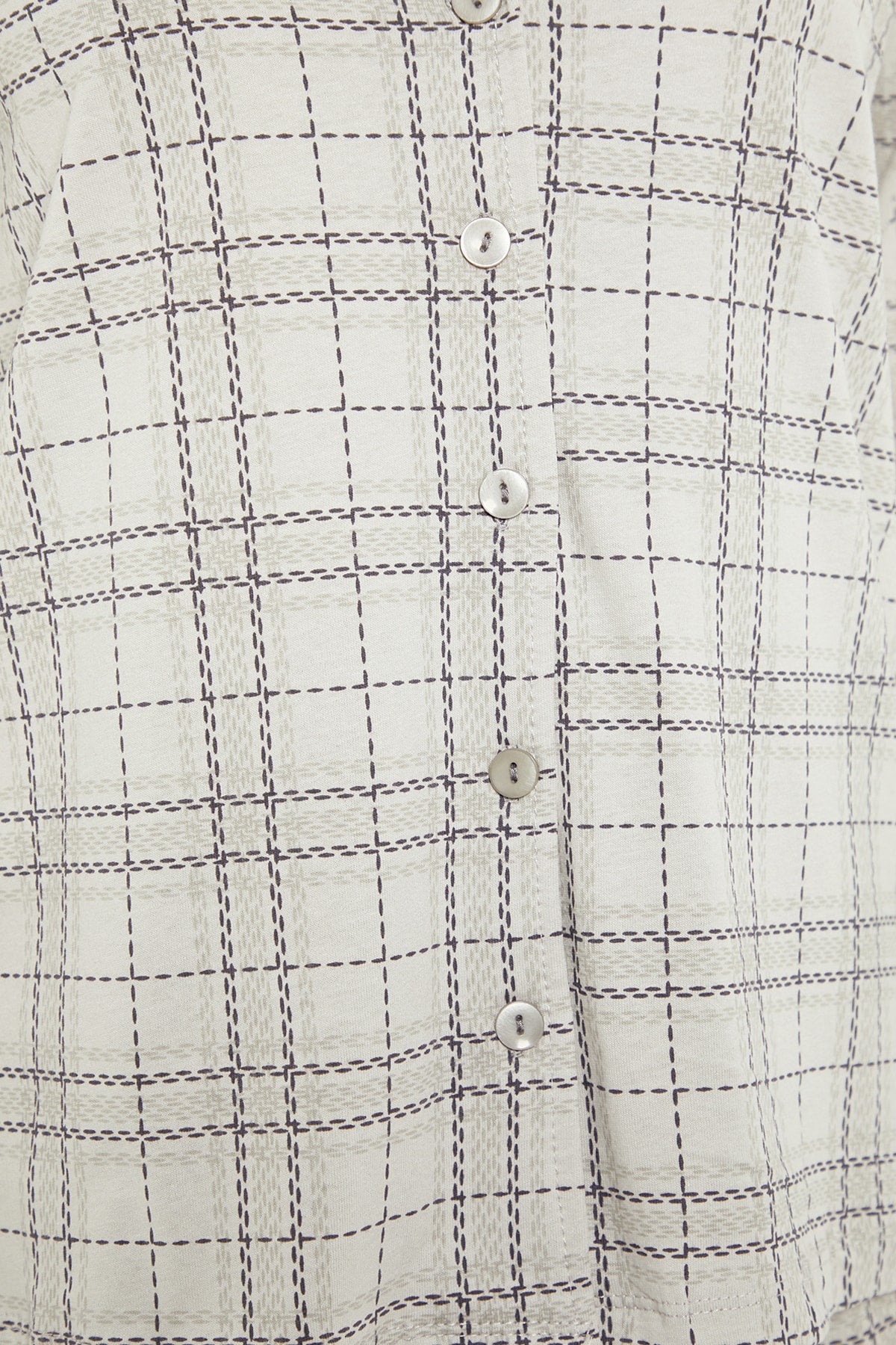 Trendyolmilla Bej %100 Pamuklu Ekoseli Örme Pijama Takımı THMAW20PT0266