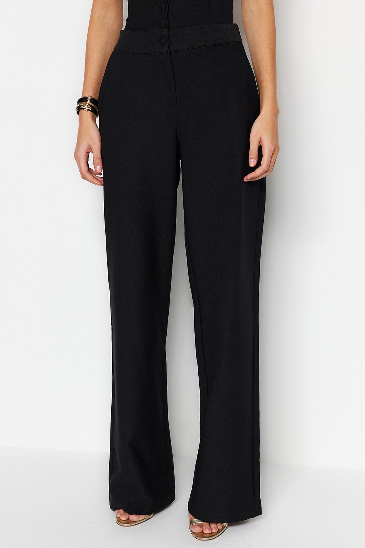 Trendyolmilla Ekru Korse Detaylı Dokuma Pantolon TPRSS23PL00033