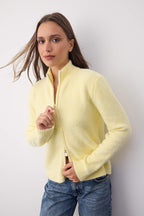 Trendyolmilla Wardrobe Essentials Lacivert Yünlü Fermuarlı Dik Yaka Papatya Elcikli Triko Hırka |TWOAW26HI00090