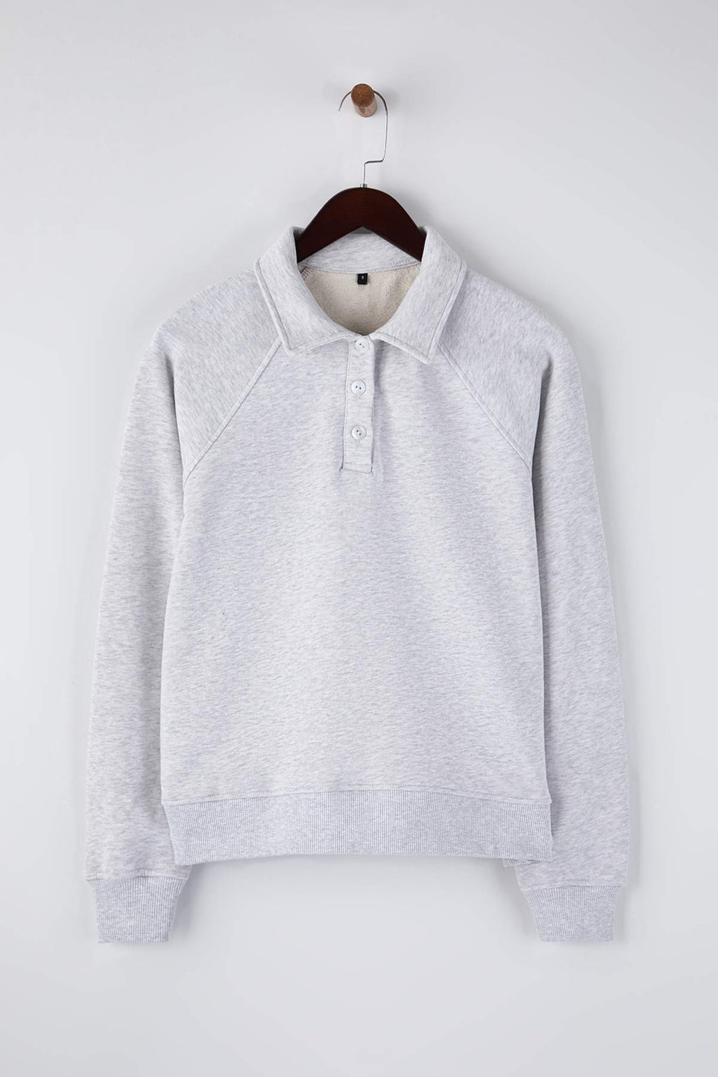 Trendyolmilla Gri Melanj Premium Patlı Regular/Normal Kalıp Kalın İçi Polarlı Örme Sweatshirt TWOAW26SW00208