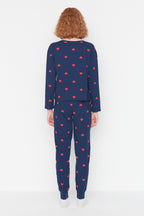 Trendyolmilla Kadın Mini Me/Anne Kız Pembe %100 Pamuklu Kalpli Örme Pijama Takımı THMAW21PT0566