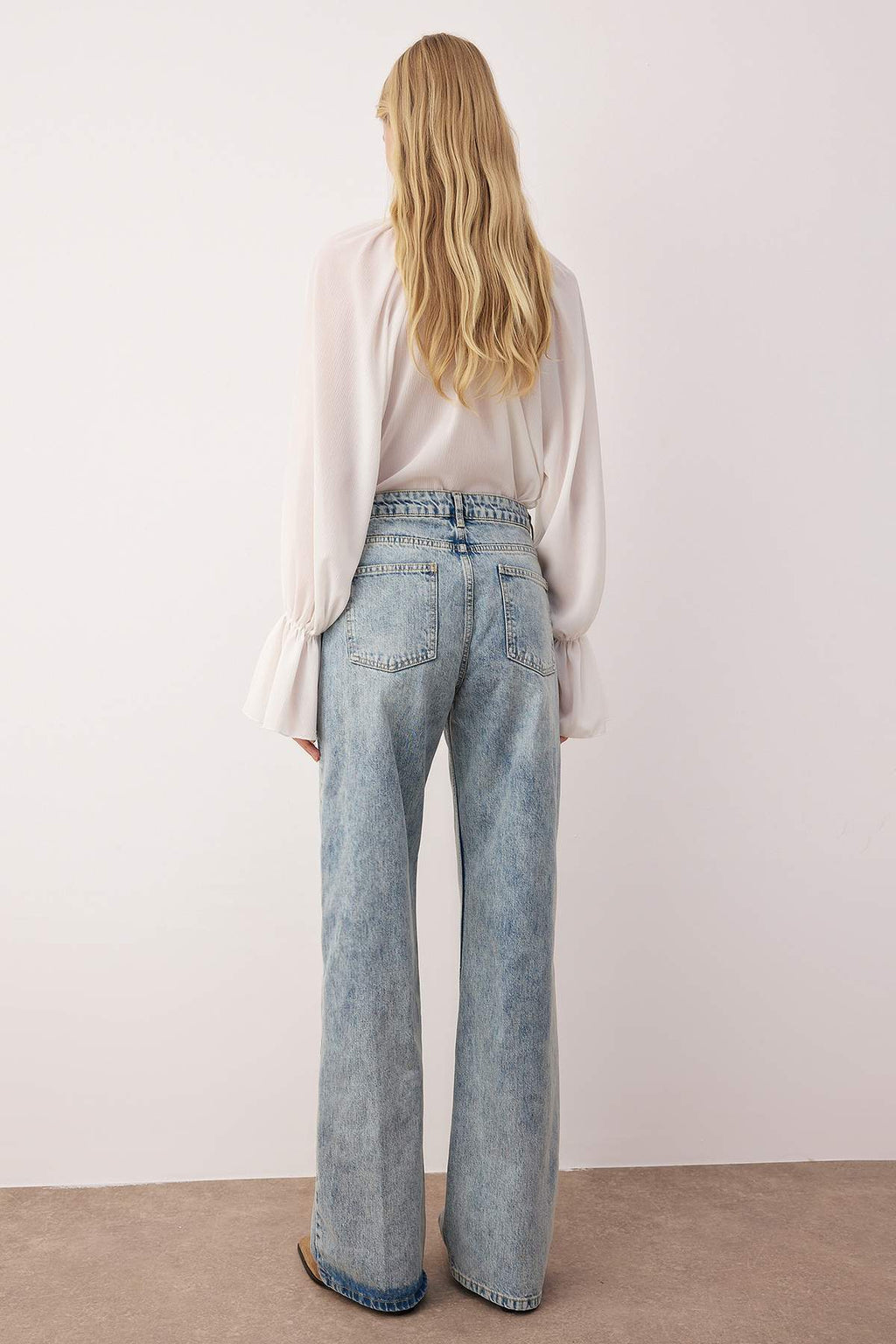 Trendyolmilla Mavi Yüksek Bel Bel Wide Leg Jeans TWOAW26JE00079