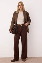 Trendyolmilla Bordo Pilili Wide Leg/Geniş Paça  Pantolon TWOAW25PL00109