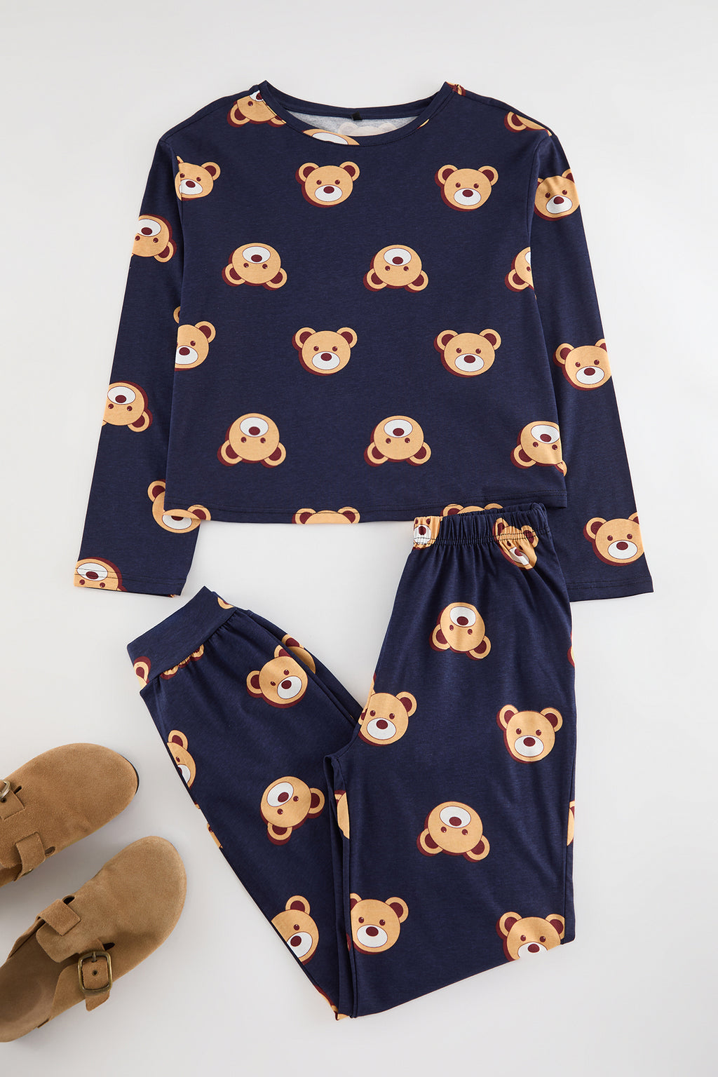 Trendyolmilla Haki %100 Pamuklu Ayıcıklı Desenli Örme Pijama Takımı THMAW23PT00514