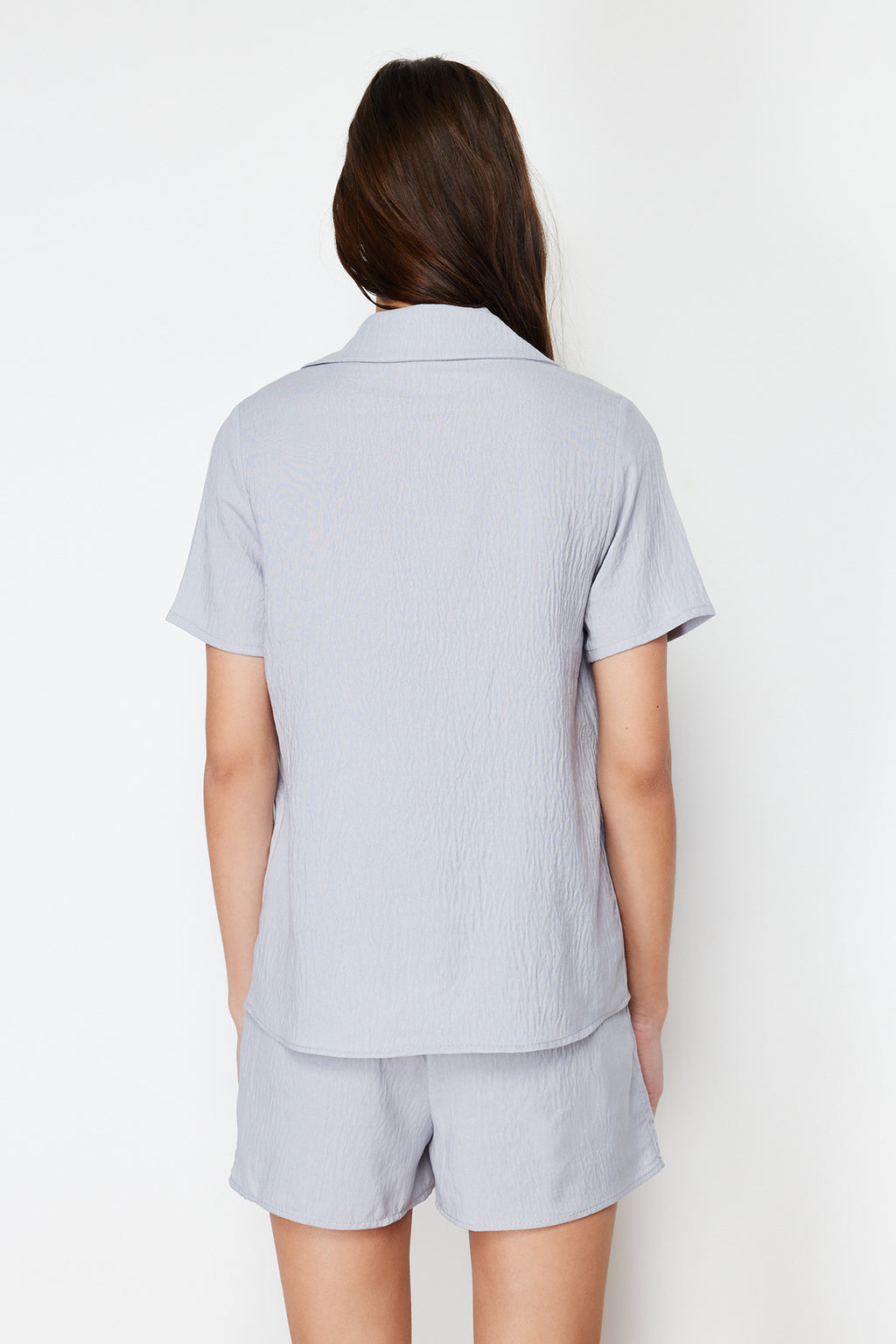Gri Ayıcıklı Şortlu Dokuma Pijama Takımı THMSS24PT00065