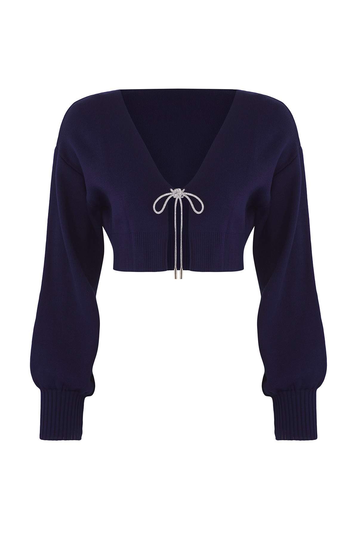 Trendyolmilla Bordo Süper Crop Basic Fiyonklu Triko Hırka TWOAW24HI00315