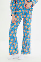 Trendyolmilla Mavi %100 Pamuklu Yılbaşı Temalı Örme Pijama Takımı THMAW22PT1204
