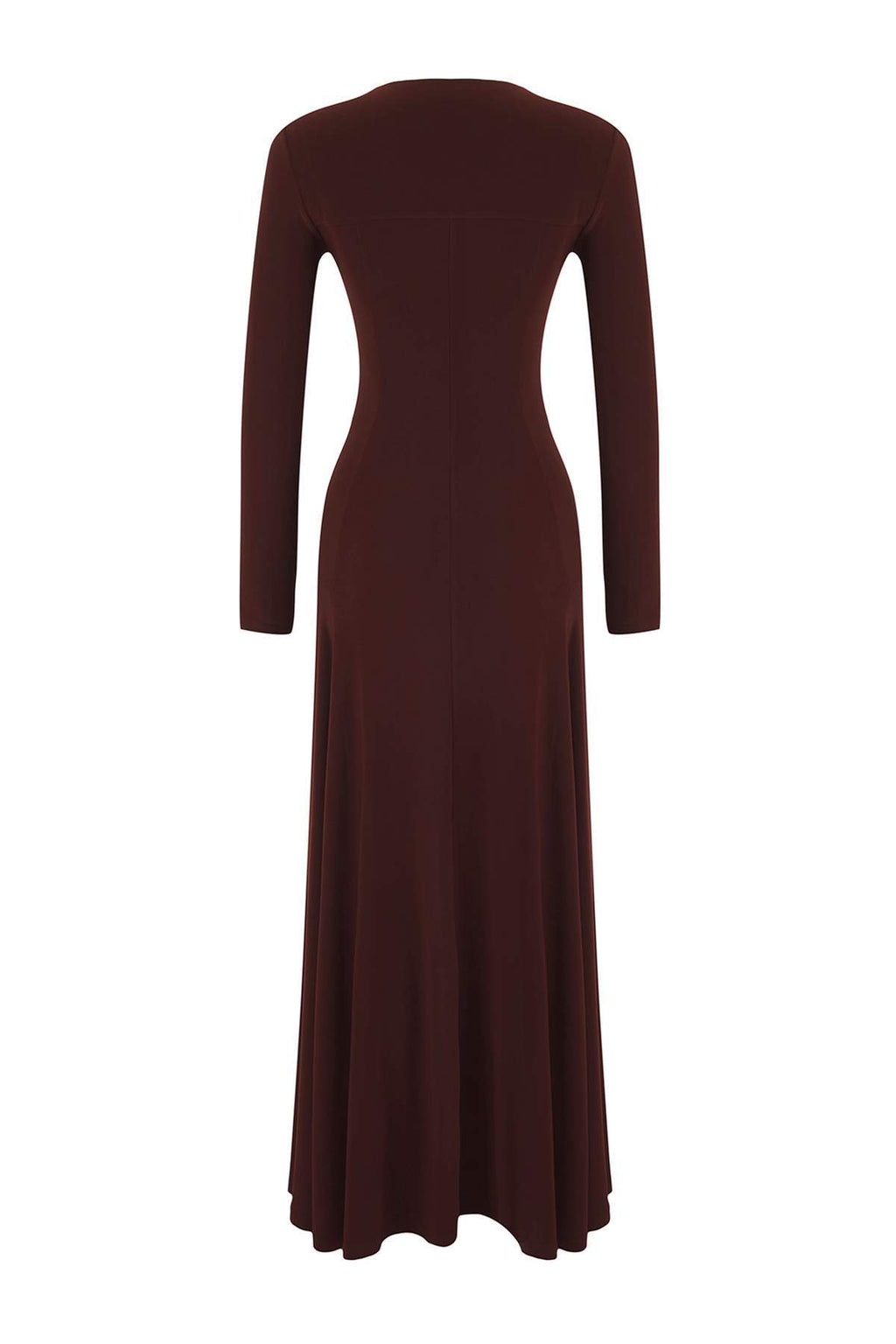 Trendyolmilla Limited Edition Kahverengi V Yaka Skater/Belden Açılan Esnek Maxi Örme Elbise TWOAW25EL00299