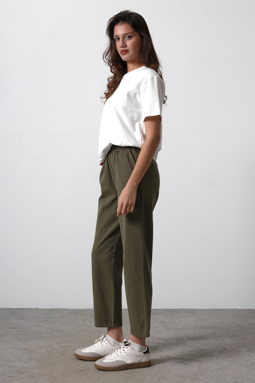 Haki Beli Lastikli Gabardin Pamuklu Pantolon TWOSS25PL00036