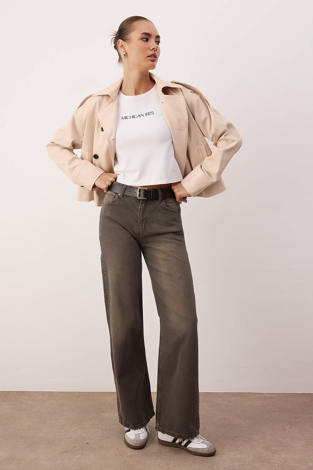 Kahverengi  Yüksek Bel Wide Leg Jeans TWOAW26JE00257 Main image