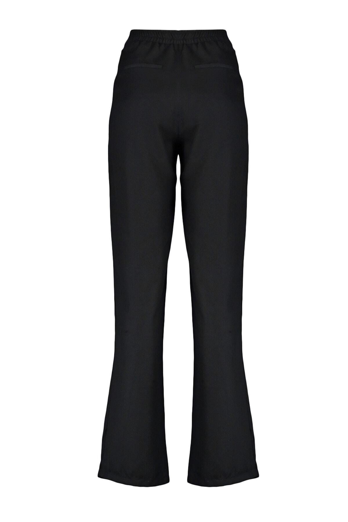 Siyah Straight/Düz Kesim Dokuma Kumaş Pantolon TWOAW22PL0321