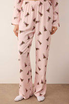 Pembe-Çok Renkli Baskılı Viskon Dokuma Pijama Takımı THMAW26PT00149