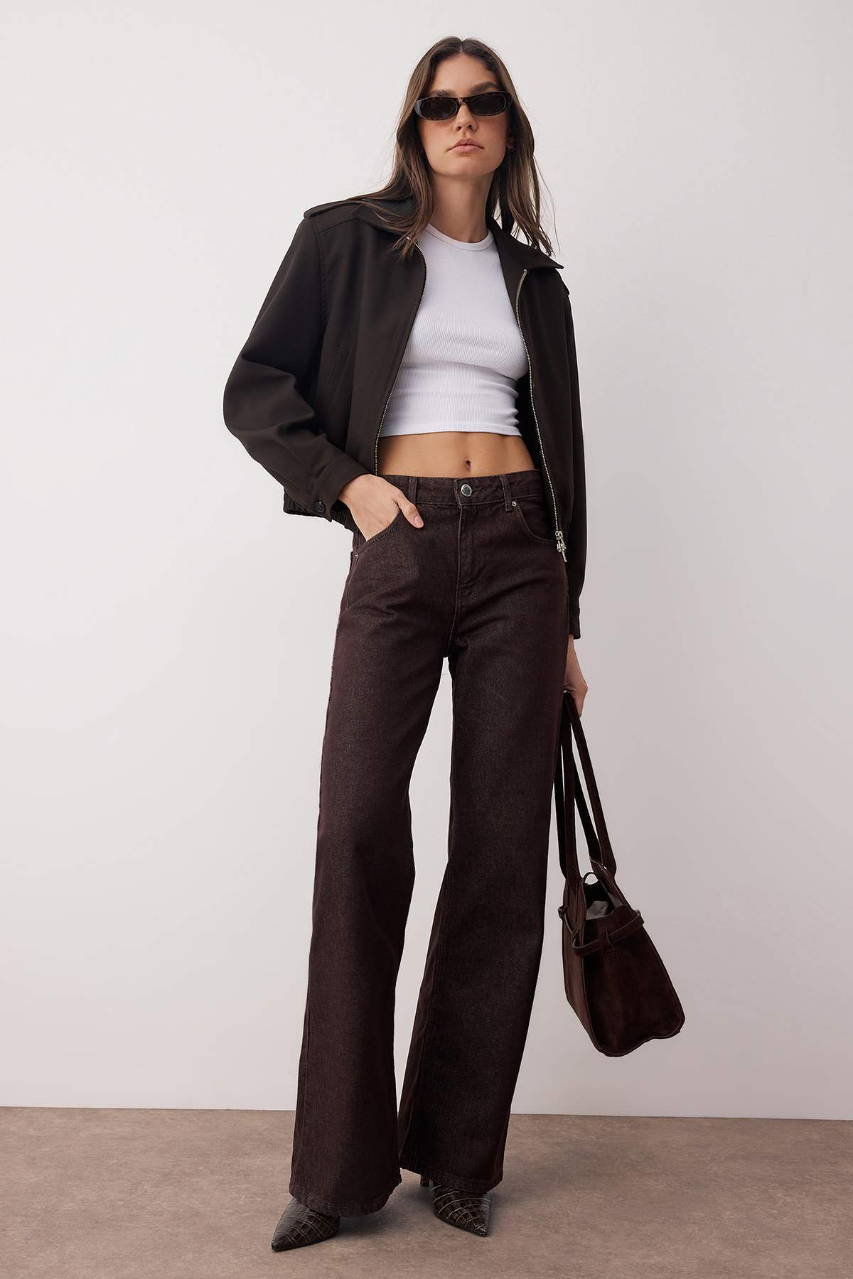 Trendyolmilla Koyu Mavi Yüksek Bel Geniş Paça Wide Leg Jeans TWOAW26JE00119