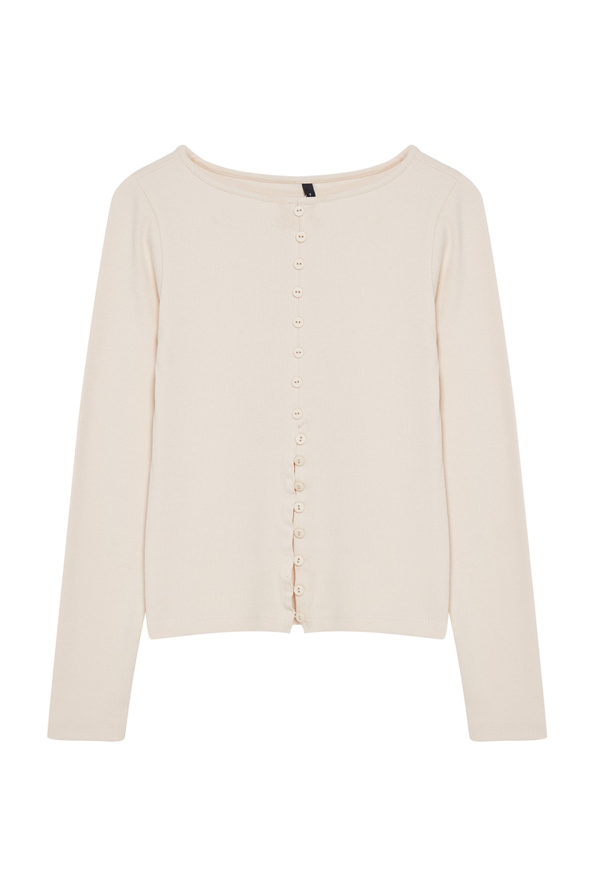 Trendyolmilla Siyah Düğme Detaylı Bisiklet Yaka Fitilli Esnek Regular Boy Örme Bluz TWOAW25BZ00030