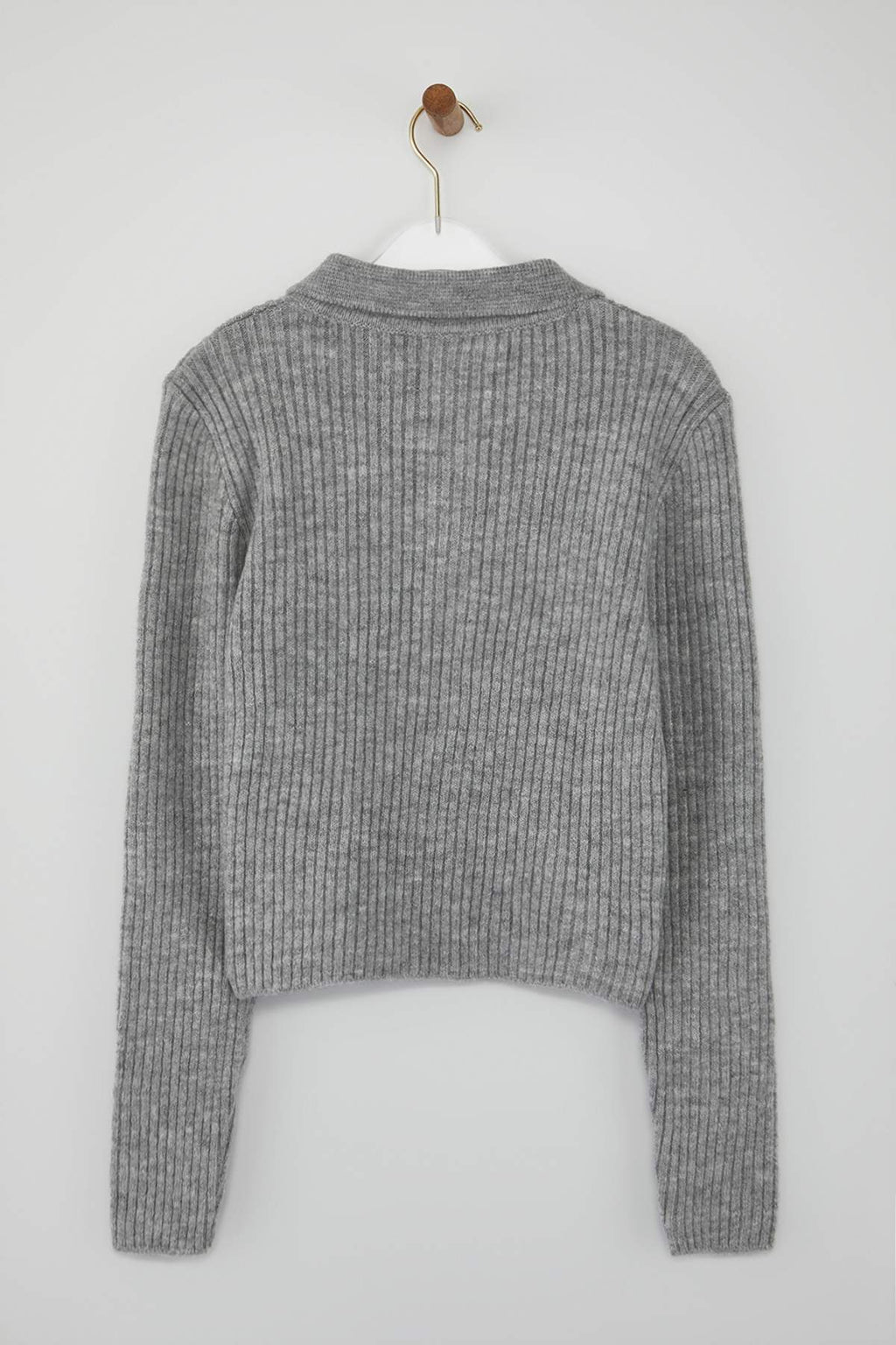 Trendyolmilla Wardrobe Essentials Gri Yumuşak Dokulu Fermuarlı Triko Hırka | TWOAW26HI00177