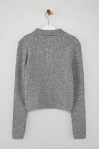 Trendyolmilla Wardrobe Essentials Gri Yumuşak Dokulu Fermuarlı Triko Hırka | TWOAW26HI00177
