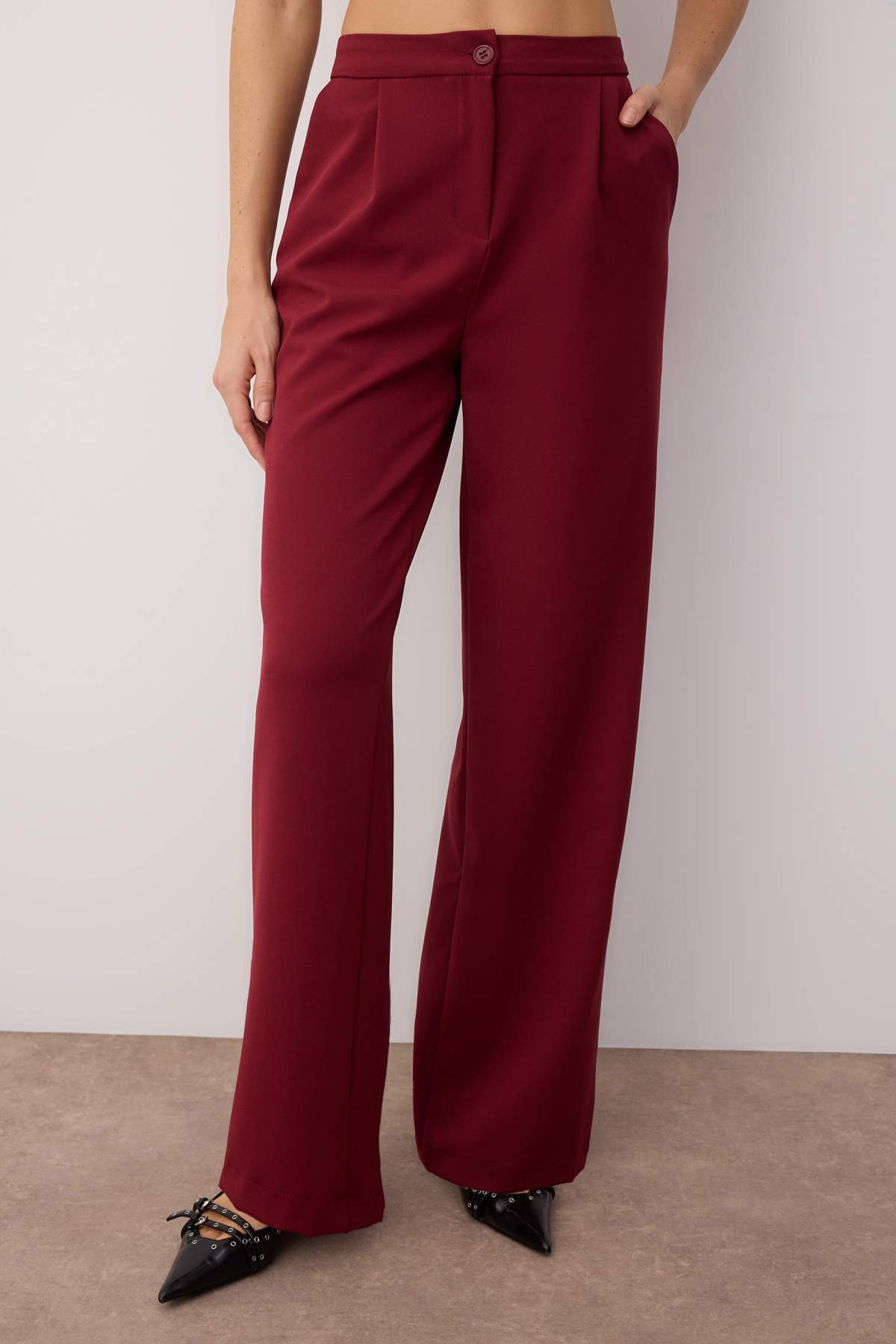 Trendyolmilla Lacivert Wide Leg/Geniş Paça Dokuma Kumaş Pantolon TWOAW22PL0139