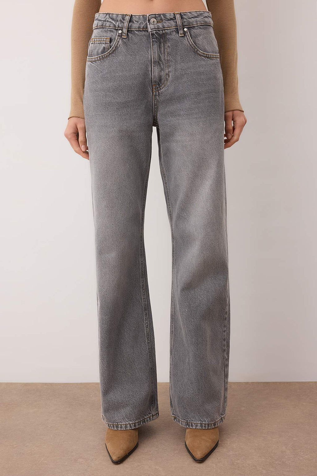 Trendyolmilla Gri  Yüksek Bel Wide Leg Jeans TWOAW26JE00007