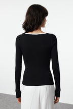 Trendyolmilla Bordo Merserize Görünümlü Premium İplik/Özel İplik Kurdele/Fiyonk Detaylı Triko Kazak TWOAW25KZ00207