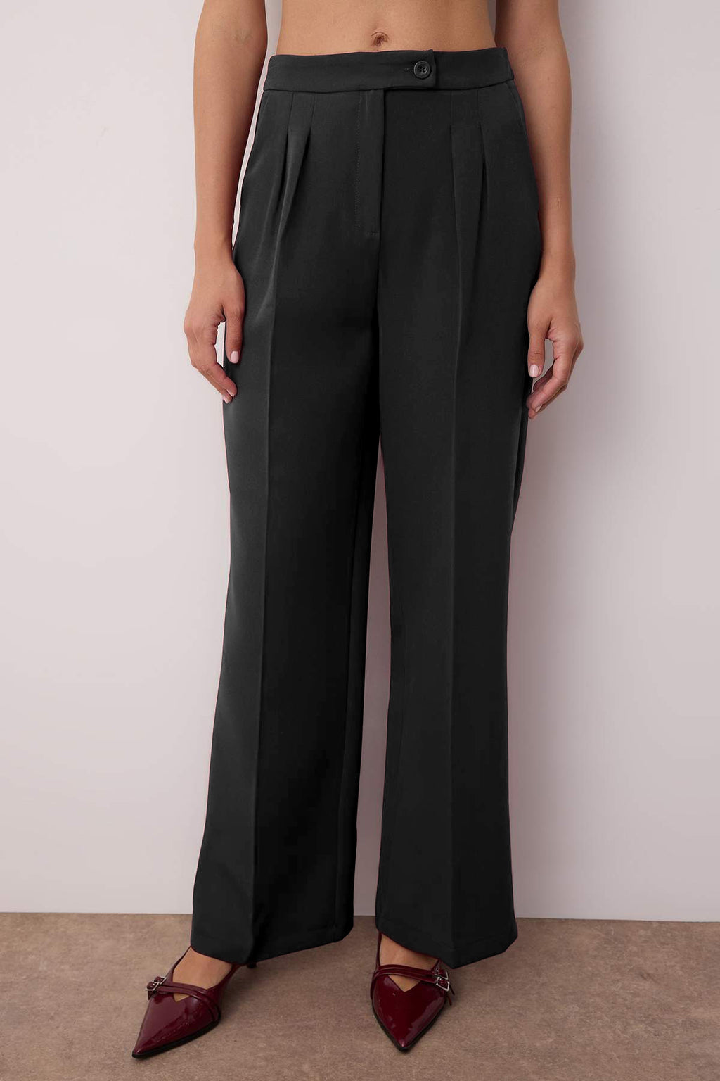 Trendyolmilla Ekru Wide Leg/Geniş Paça Yüksek Bel Dokuma Kumaş Pantolon TWOAW22PL0066