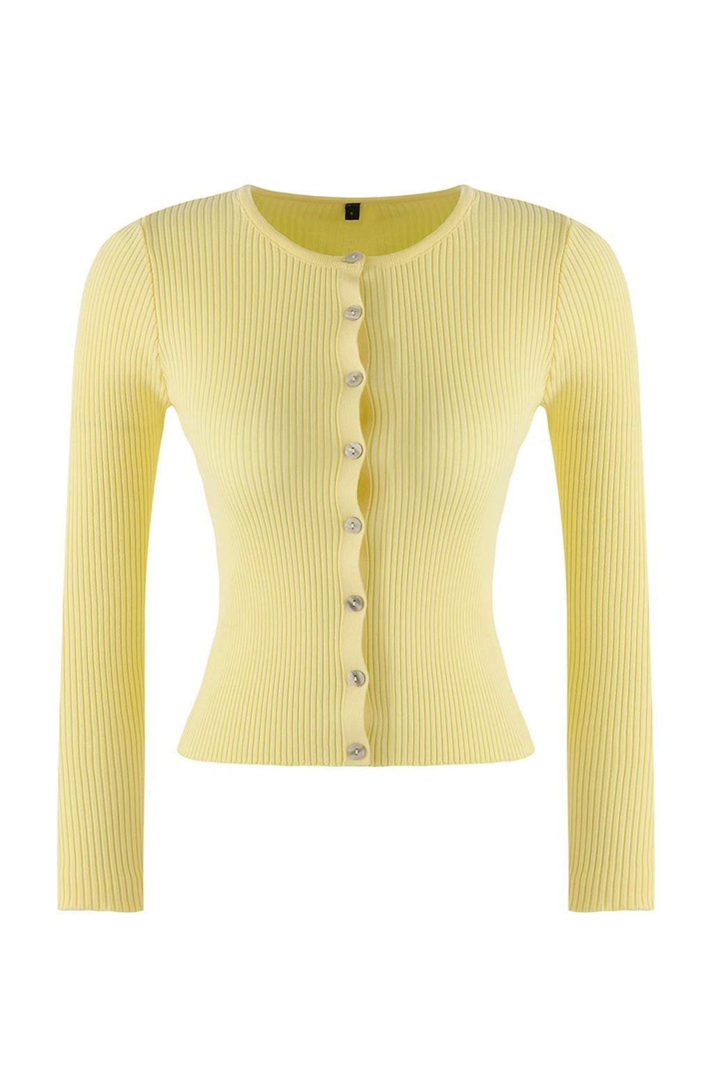 Trendyolmilla Wardrobe Essentials Sarı Merserize Görünümlü Fitilli Triko Hırka | TWOAW26HI00118