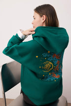 Trendyolmilla Ekru Kalın İçi Polarlı Kapüşonlu Baskılı Oversize/Geniş Kalıp Örme Sweatshirt TWOAW24SW00136