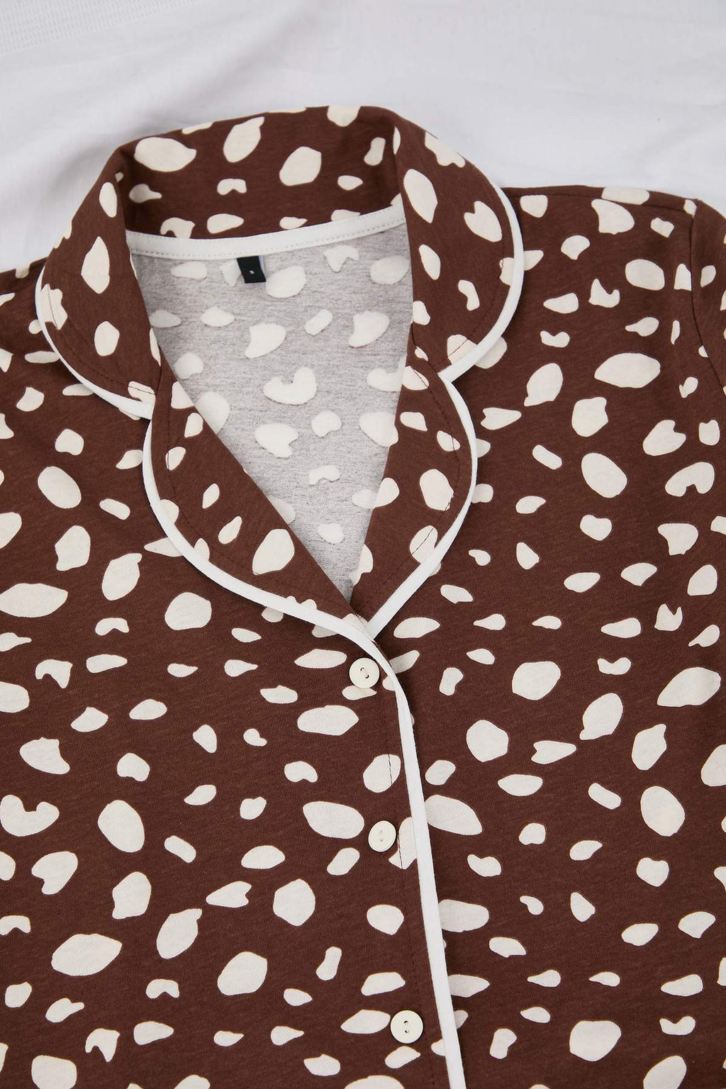 Trendyolmilla Pudra %100 Pamuklu Leopar Desenli Gömlek-Pantolon Örme Pijama Takımı THMAW21PT0489