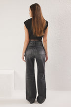 Trendyolmilla Gece Mavisi Yüksek Bel Wide Leg Jeans TWOSS25JE00172