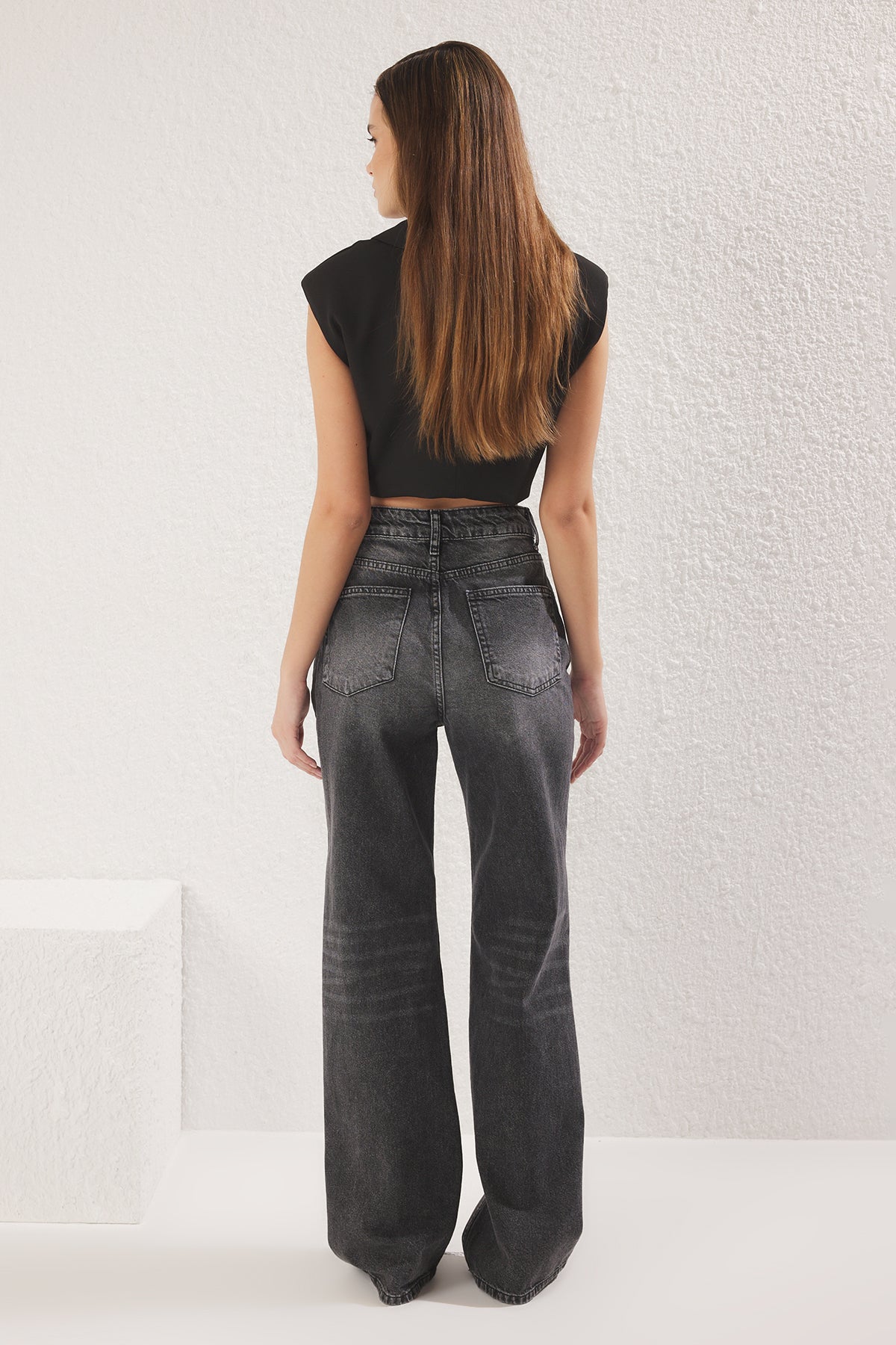 Trendyolmilla Gece Mavisi Yüksek Bel Wide Leg Jeans TWOSS25JE00172