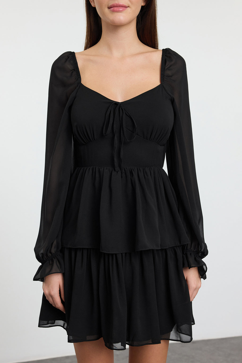 Trendyolmilla Mürdüm Çiçekli Fırfırlı Boho Mini Dokuma Elbise TWOAW23EL01455