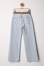 Açık Mavi Kemerli Yüksek Bel Wide Leg Palazzo Jeans TWOAW26JE00271