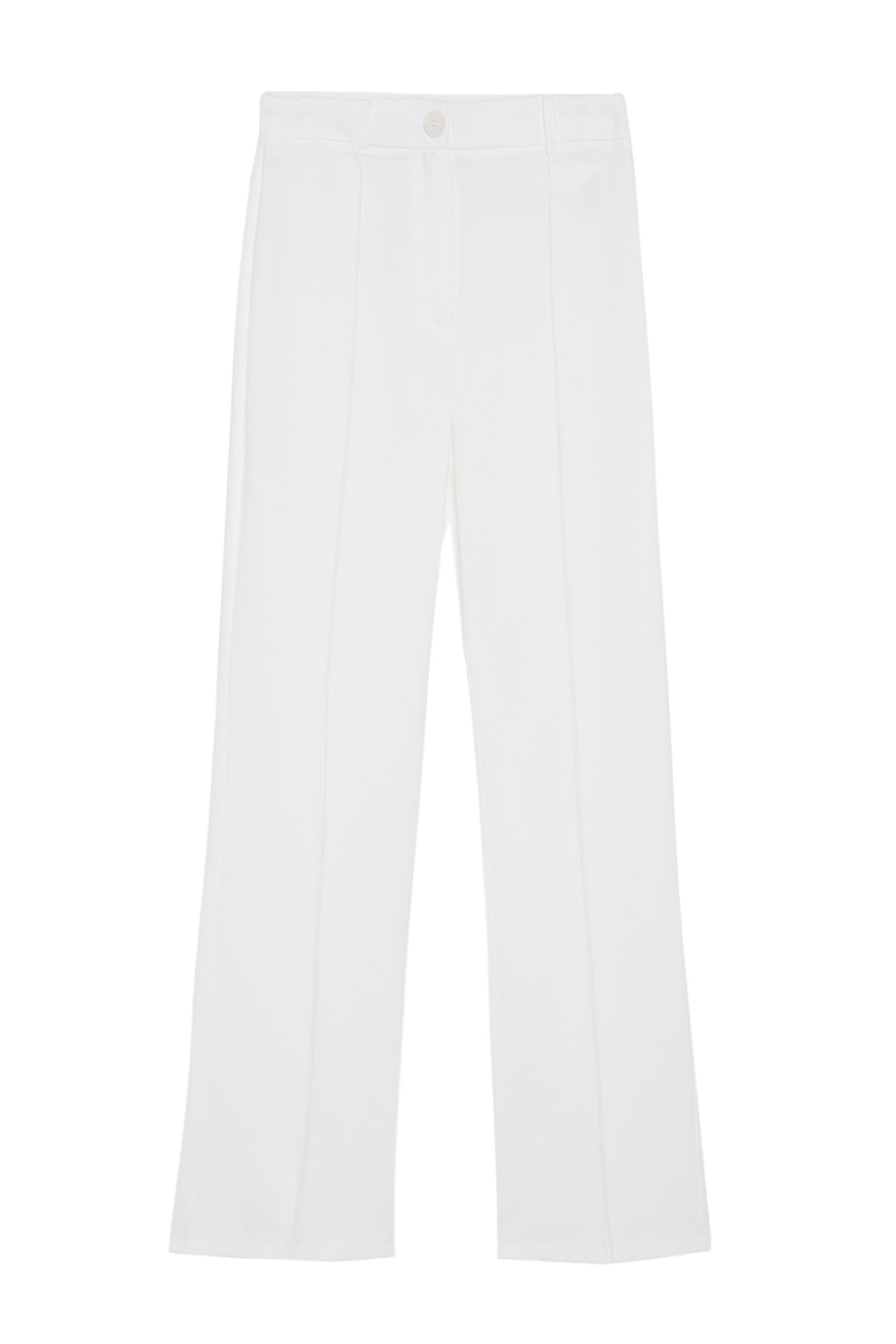 Trendyolmilla Indigo Straight/Düz Kesim Yüksek Bel Nervür Dikişli Dokuma Pantolon TWOSS21PL0093