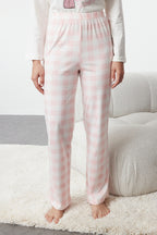 Trendyolmilla Siyah %100 Pamuklu Ayıcıklı Ekoseli Örme Pijama Takımı THMAW25PT00088