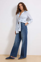Trendyolmilla Lacivert Yüksek Bel Wide Leg Geniş Paça %100 Pamuk Non-Stretch Jeans TWOSS22JE0242