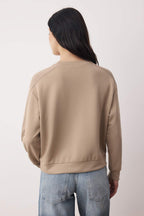 Vizon Kaşkorse Detaylı Oversize/Geniş Kalıp Yumuşak Kumaşlı EsnekÖrme Sweatshirt TWOAW26SW00186