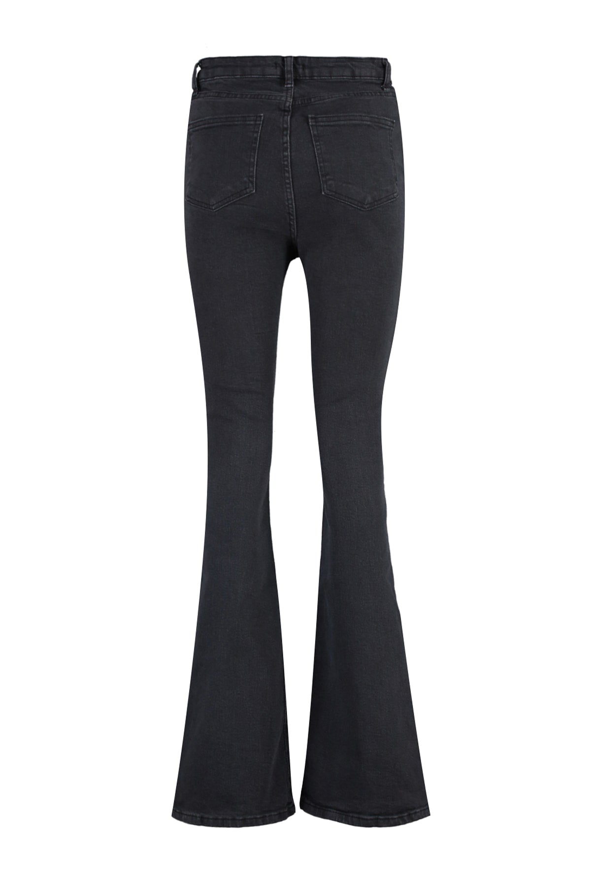 Trendyolmilla Siyah Önden Düğmeli Yüksek Bel Orta Esnek Flare İspanyol Paça Jeans TWOSS20JE0111