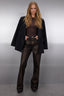 Limited Edition Kahverengi Leopar Varak Baskılı Yüksek Bel Wide Leg Jeans TWOAW25JE00071